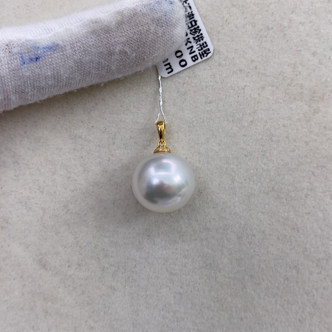 海水珍珠吊坠(不含链)18K金镶嵌15-16mm澳白
