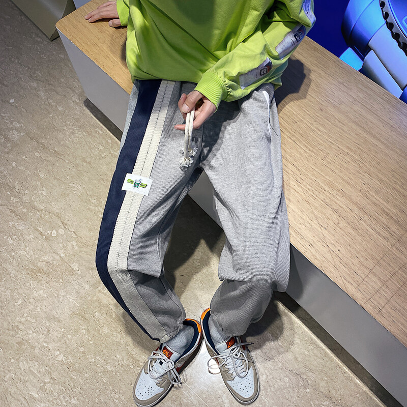【2件3 5】秋冬款男士休闲裤长裤华夫格贴布青少年学生裤子K2208