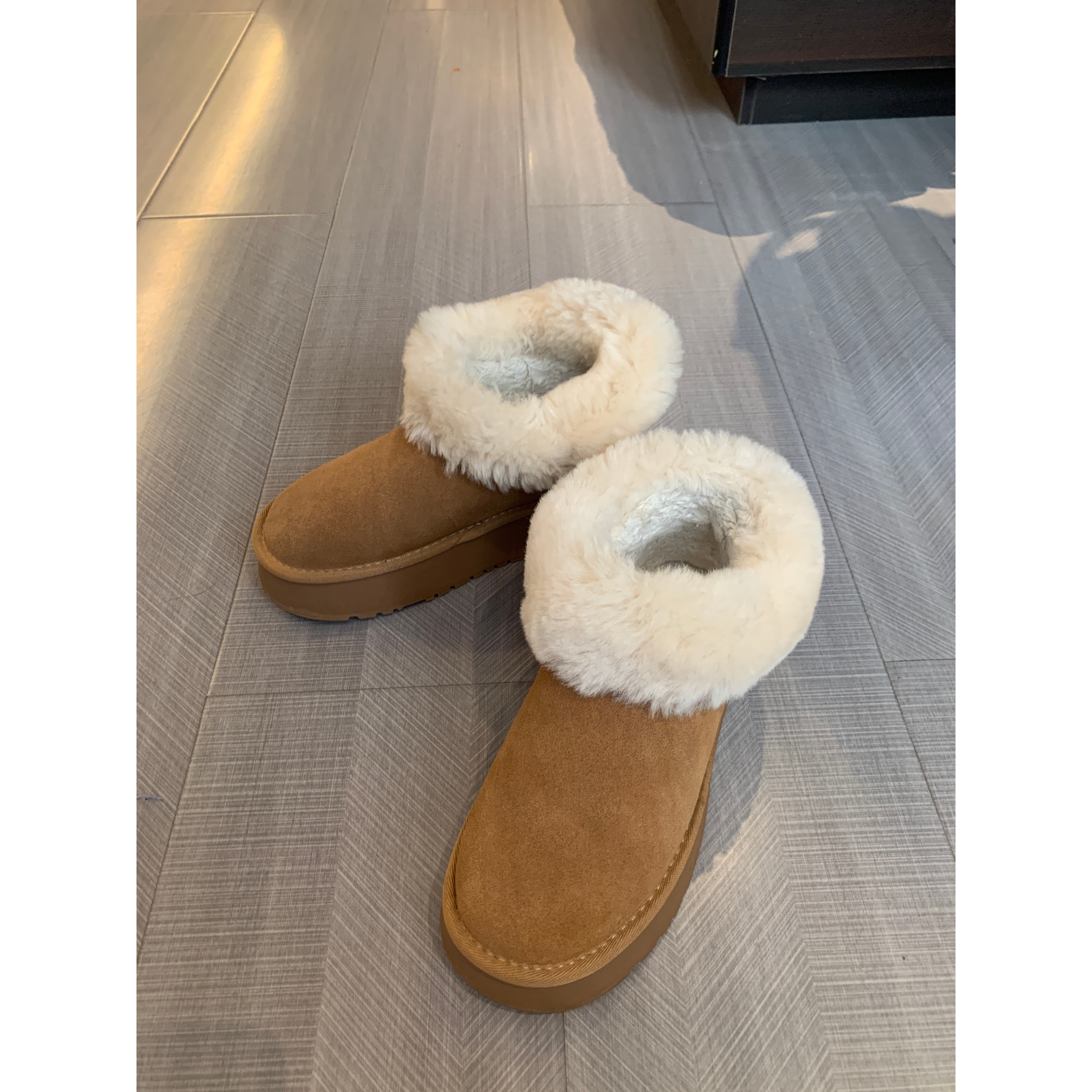 ONNI 雪地靴女2025冬季新款厚底加绒牛皮保暖棉鞋防滑两穿