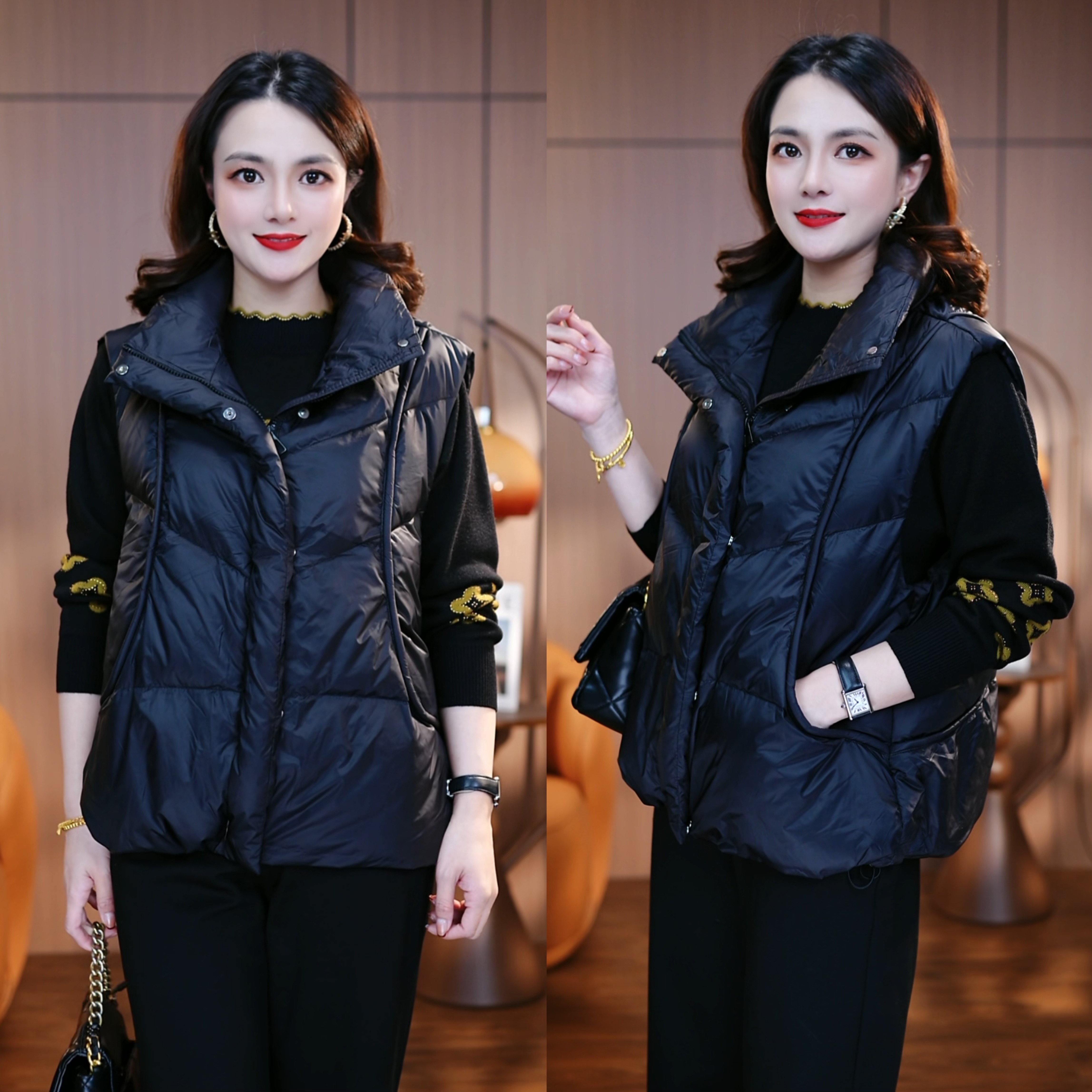 白鸭绒马甲2025冬季网红外穿白鸭绒立领羽绒马夹基础百搭轻便保暖