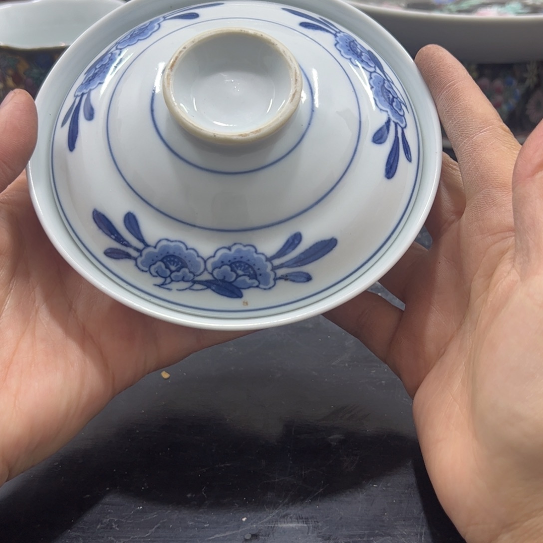 陶摆件12厘米浑水双离花盒器