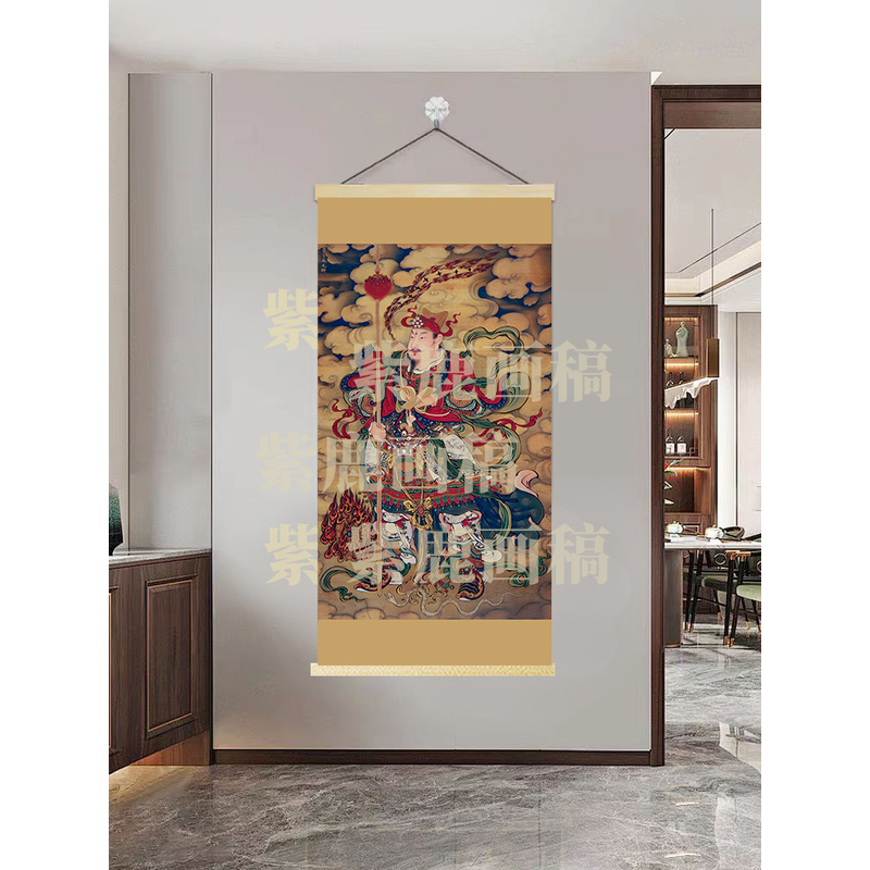 [633华光大帝]60x120cm现代简约挂轴装饰画办公室家居装饰画