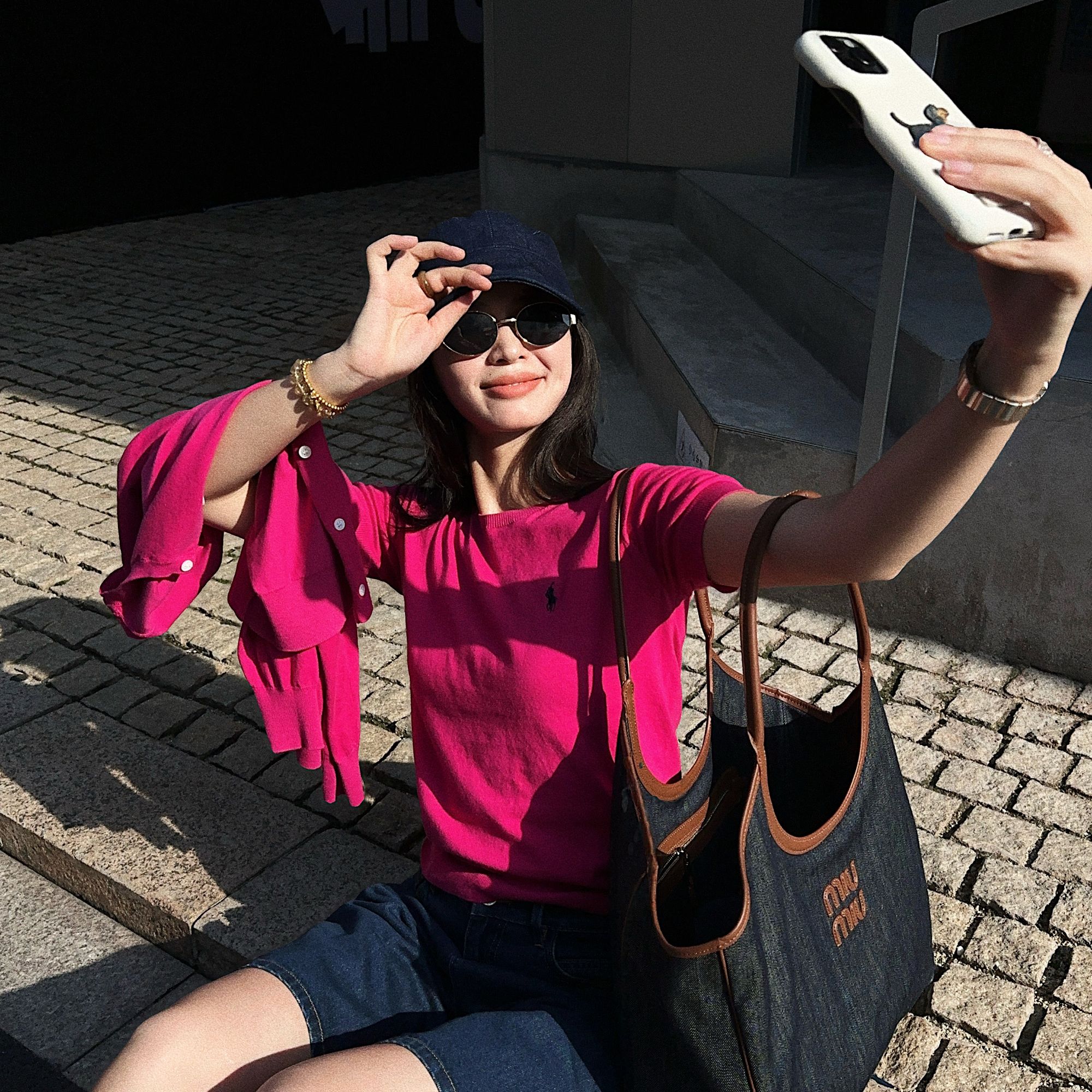 【典雅】纯棉新款小马刺绣正肩园领显瘦T恤上衣Y872