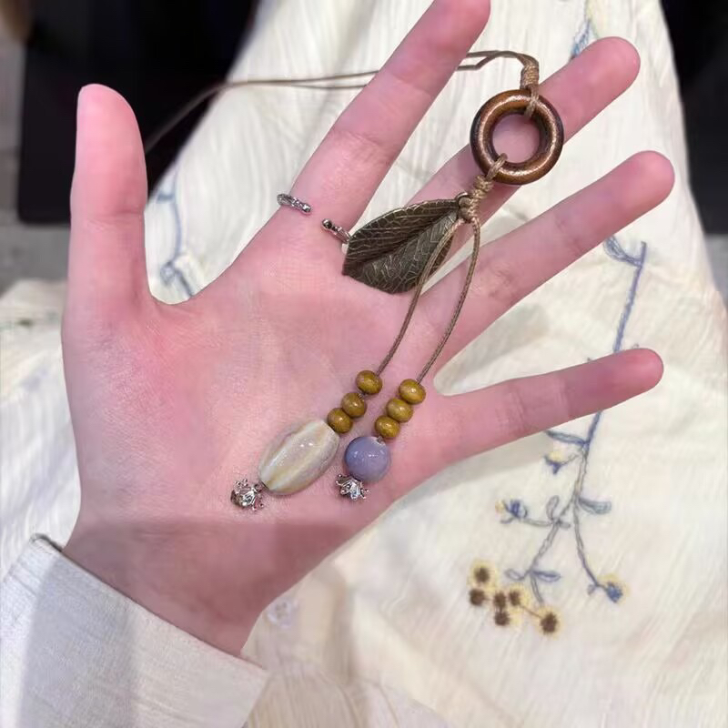 合金项链 新中式长款树叶流苏项链国风高级感波西米亚风锁骨链