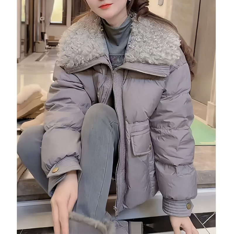 潮流时髦风格毛领棉服上衣女2025冬季显瘦设计感百搭新款气质衣服