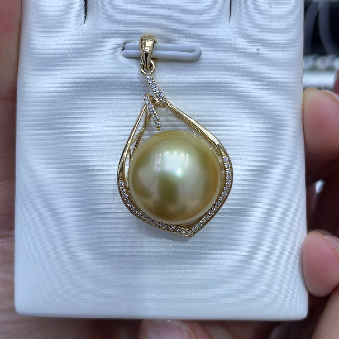 海水珍珠吊坠(不含链)18K金镶嵌0****3