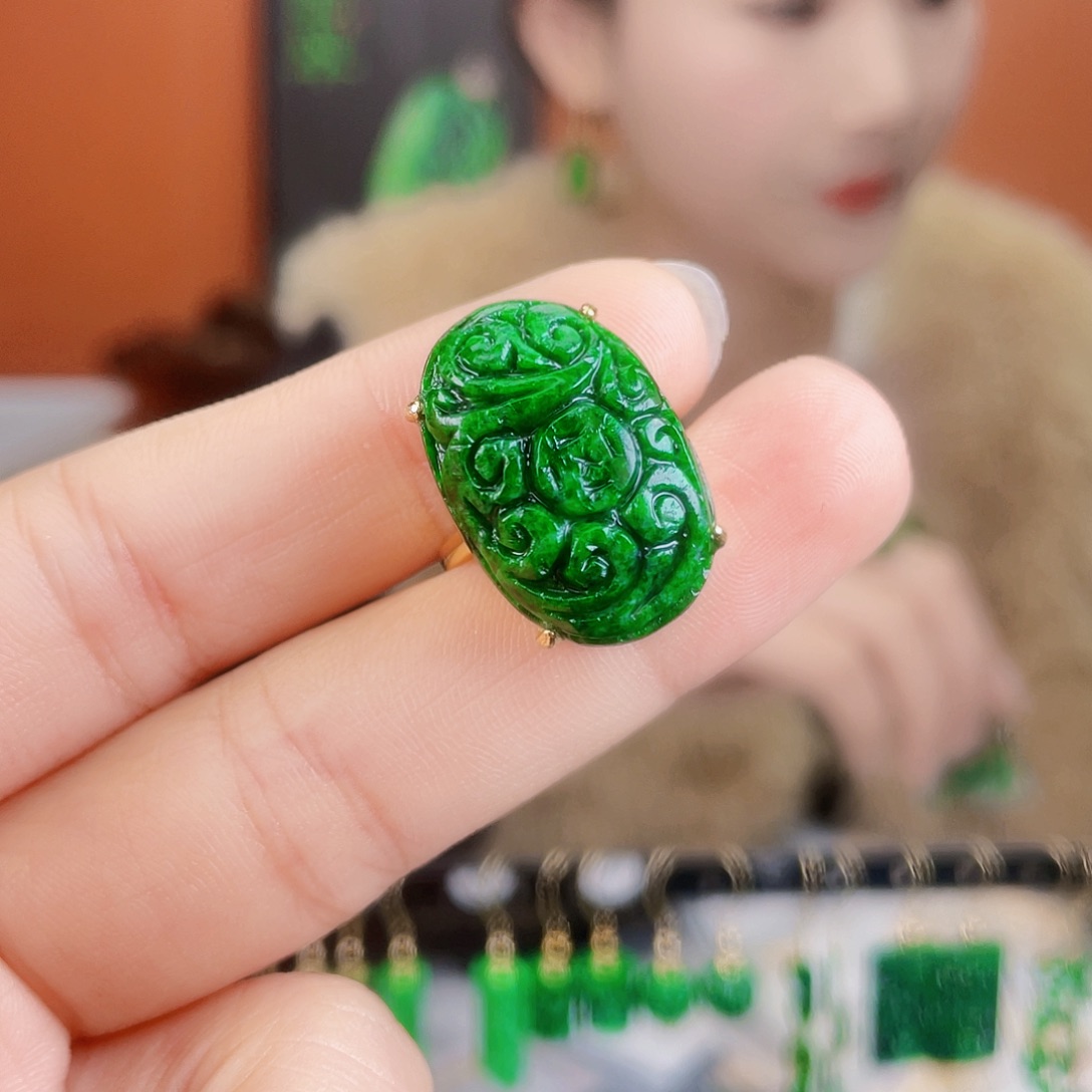 翡翠银S925镶嵌耳饰