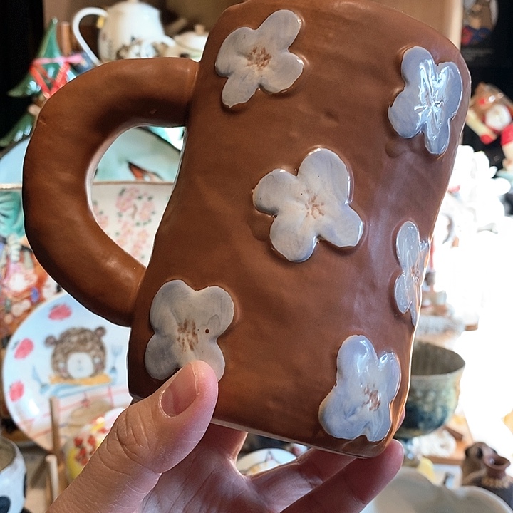 手捏陶胎马克杯大号