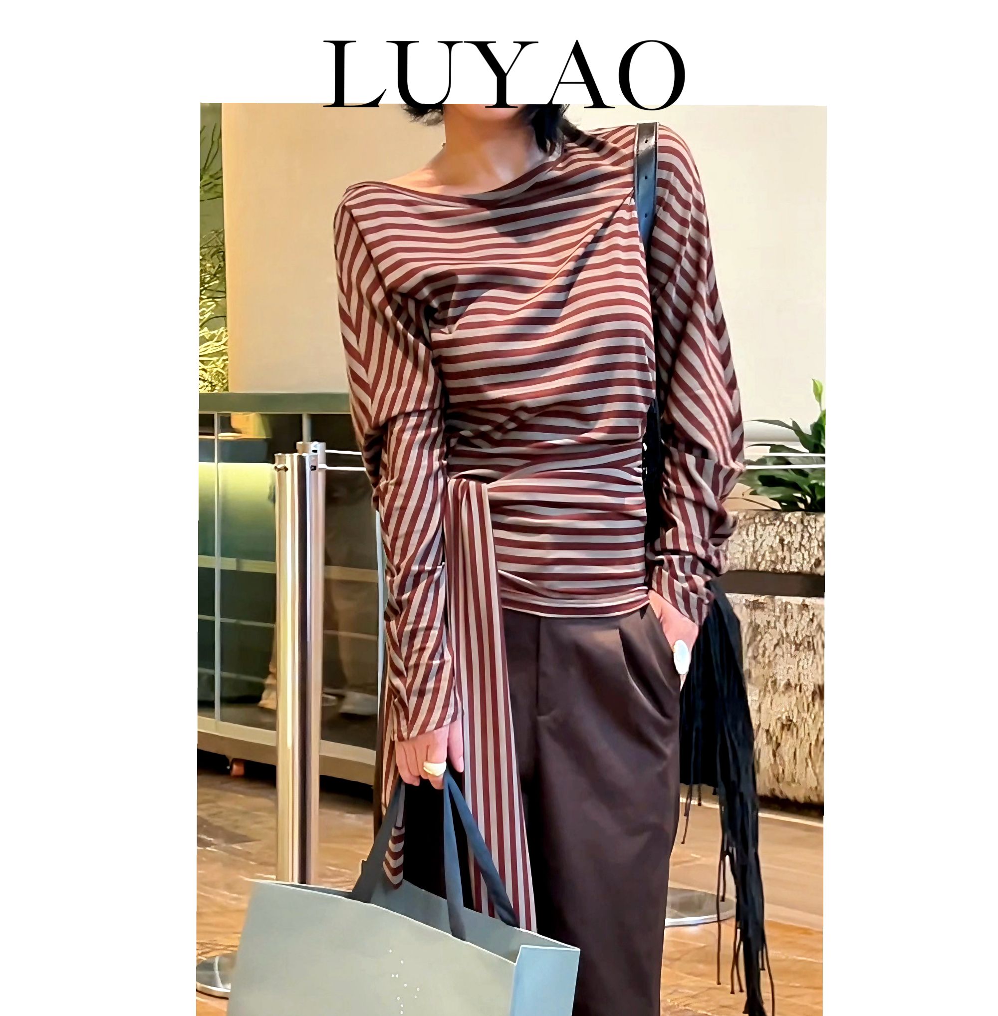 【LUYAO.录垚原创】“自由度”-条纹长袖上衣