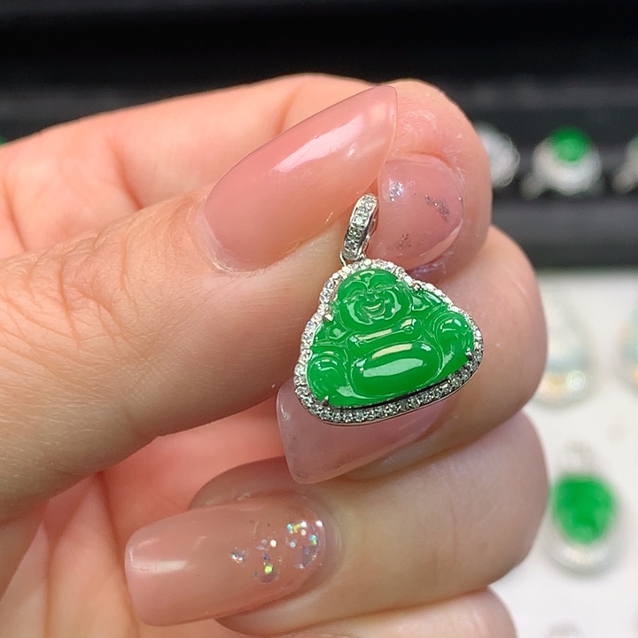 翡翠吊坠(不含链)18K金镶嵌