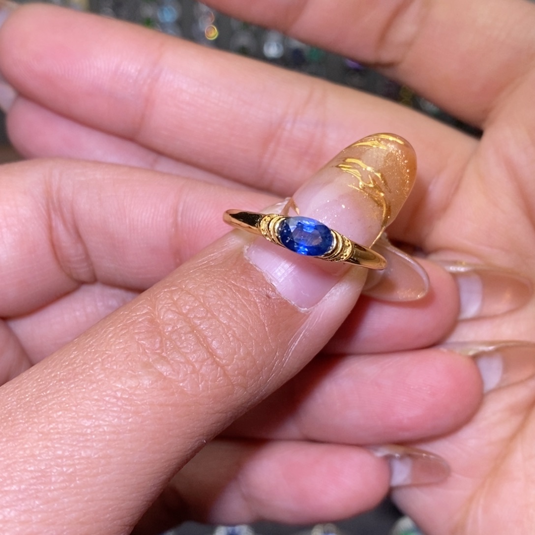 蓝宝石戒指银S925镶嵌