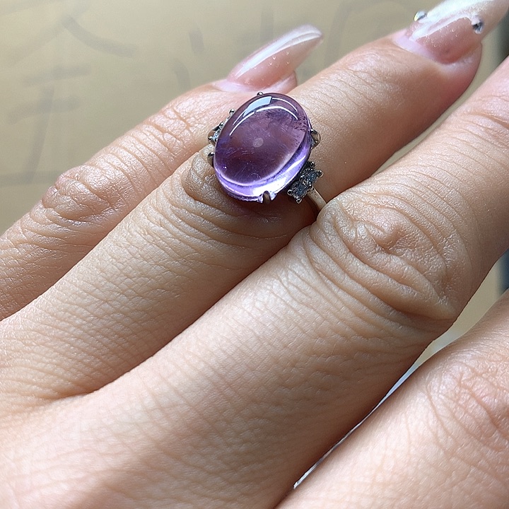 水晶水晶戒指银S925镶嵌