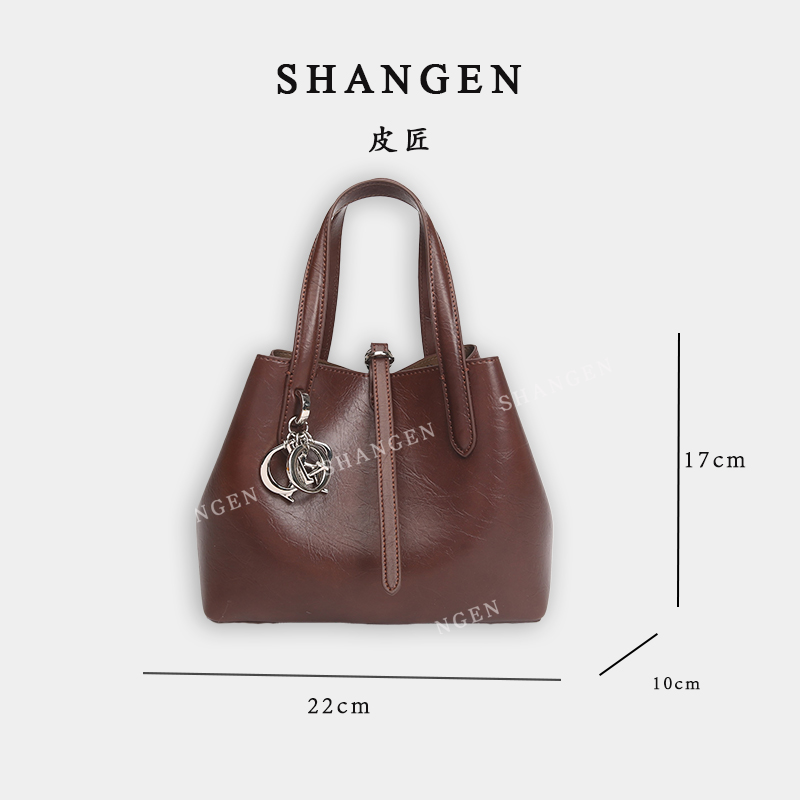 【尚恩CC】SKL-7278-咖啡色-轻奢时尚女士新款手提单肩斜挎包