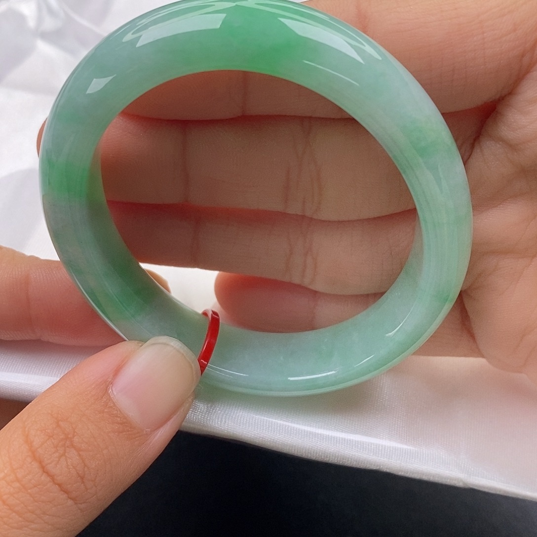 z****翡翠未镶嵌手镯（贵妃镯）缅甸天然a货翡翠手镯54.4-12.5-7.6