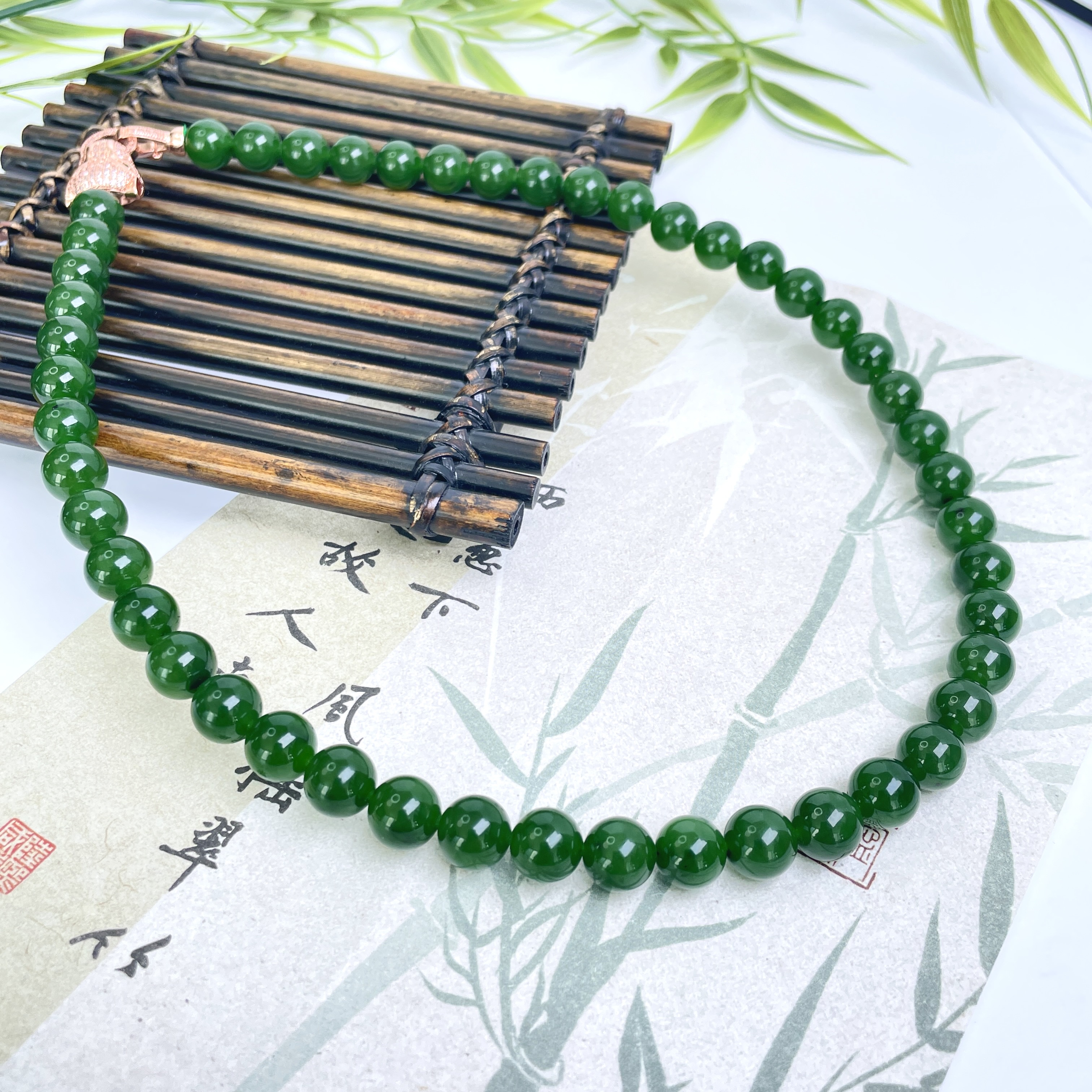 国风和田玉碧玉项链近10mm大点位项链妈妈链微矿点高色辣色色均