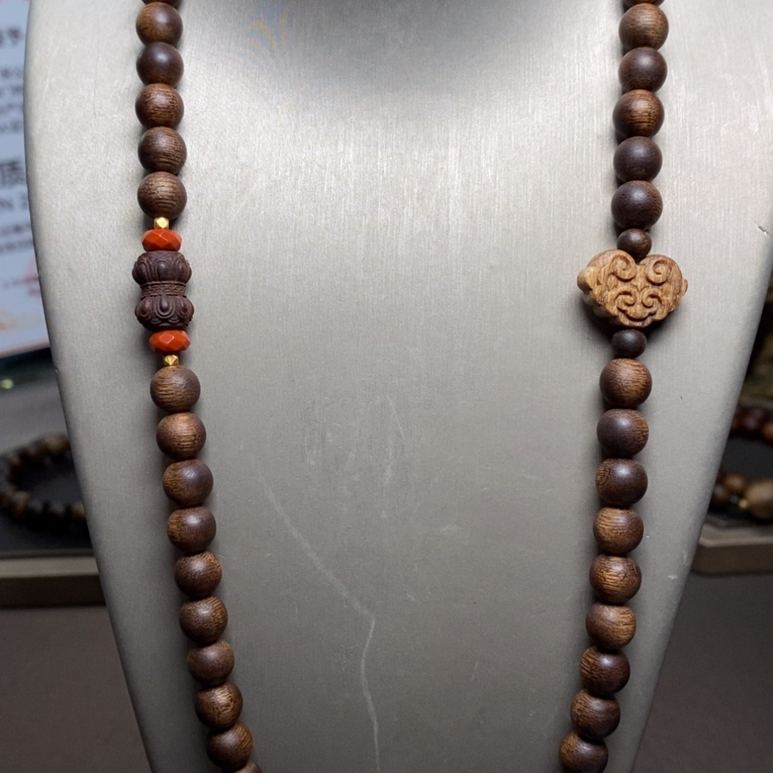 手串沉香越南芽庄白棋楠天花板0.8+莲花沉香木雕配饰