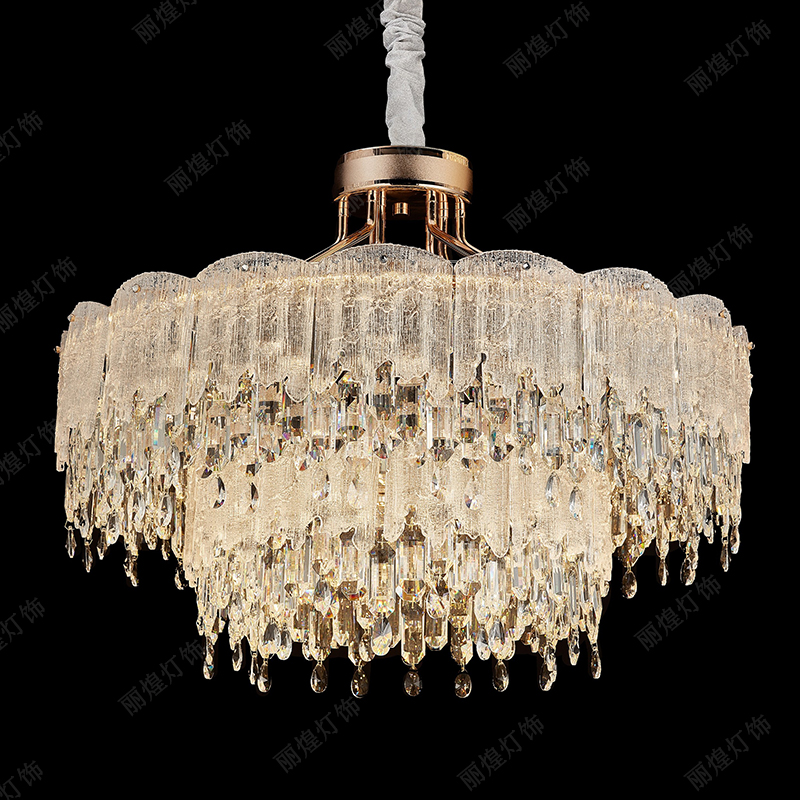 【丽煌灯饰高端轻奢馆】樱花粉琉璃水晶卧室吊灯轻奢大气主卧别墅