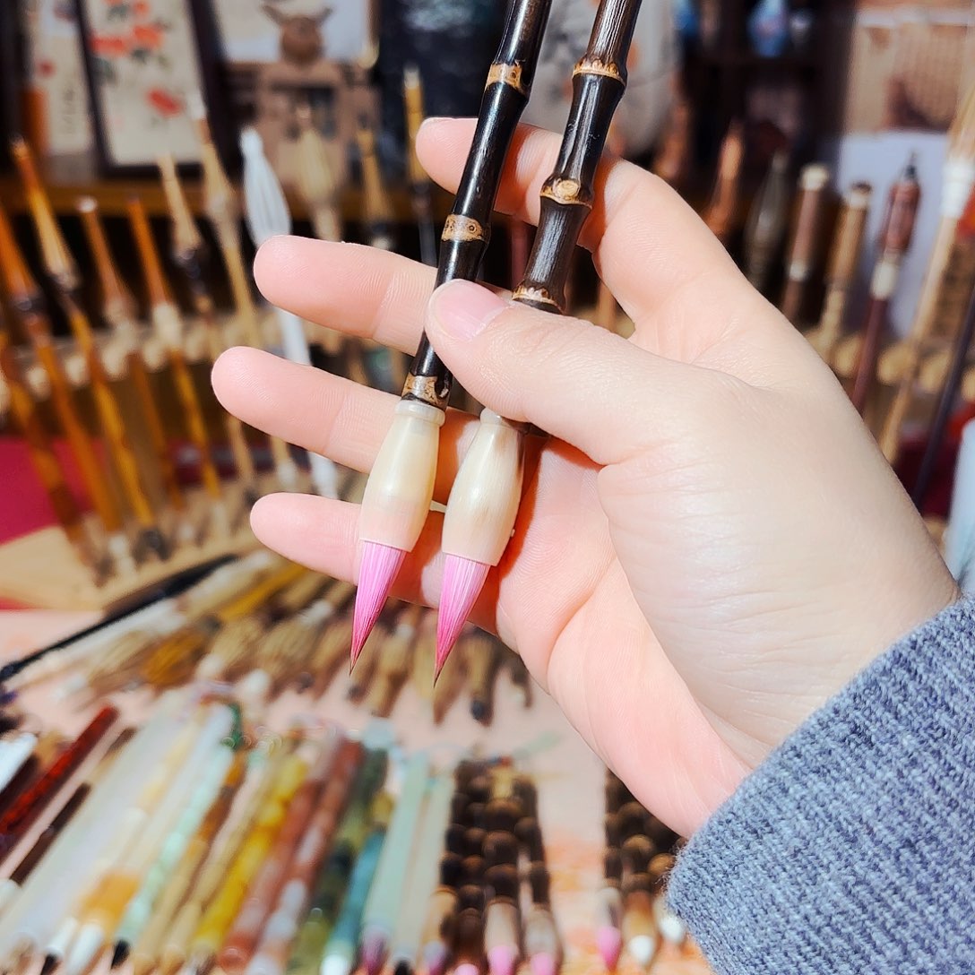 闪1{狼羊兼粉毛纯紫竹牛角杆出峰2.4口径0.7