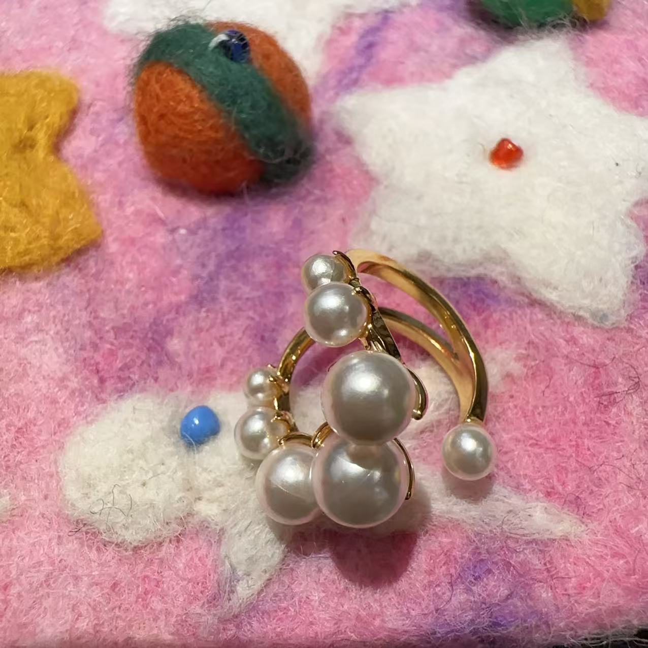 合金戒指 韩国设计款珠珠戒指J3010