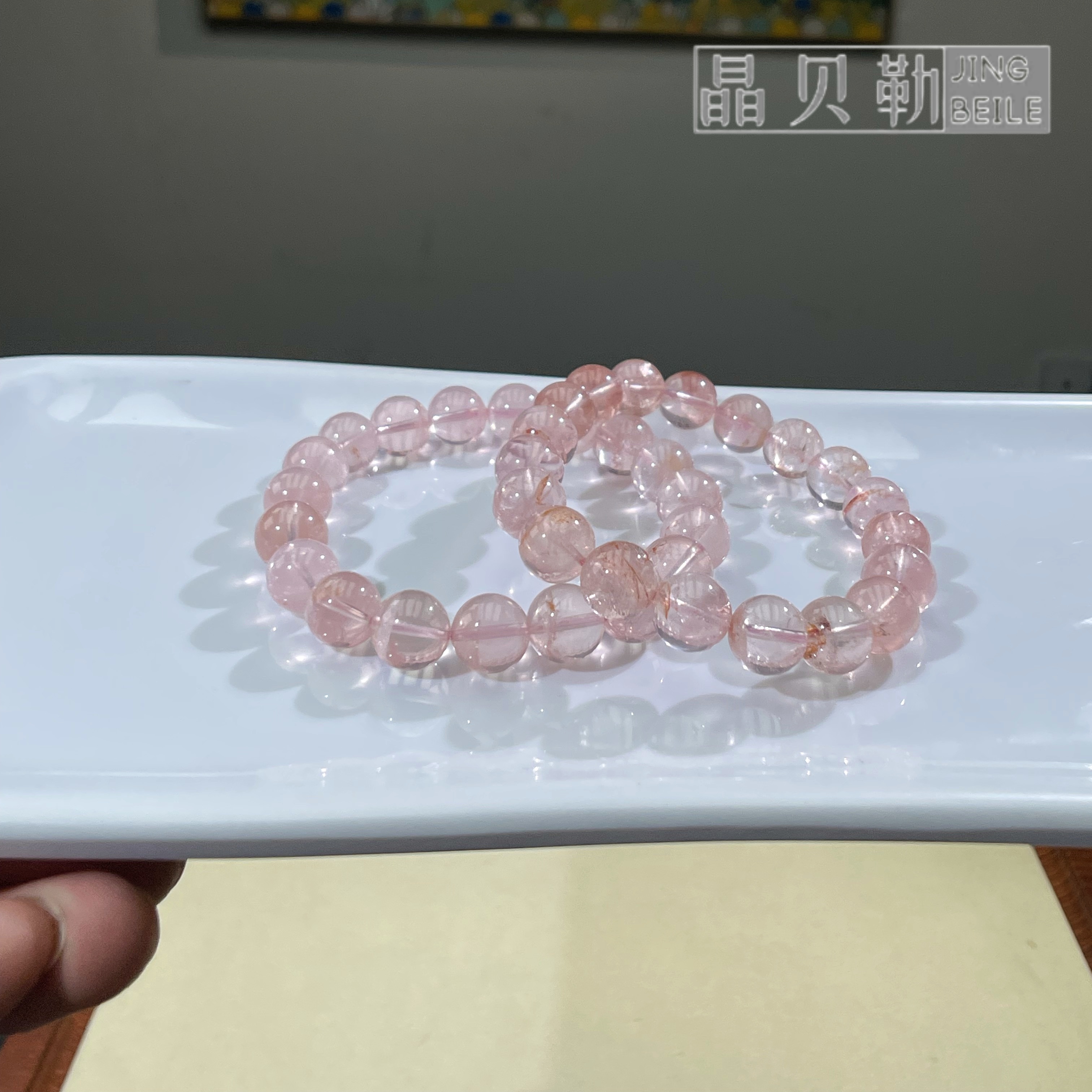 晶贝勒纯天然老矿冰种粉雪花幽灵水晶手链手串（多样性发其一）