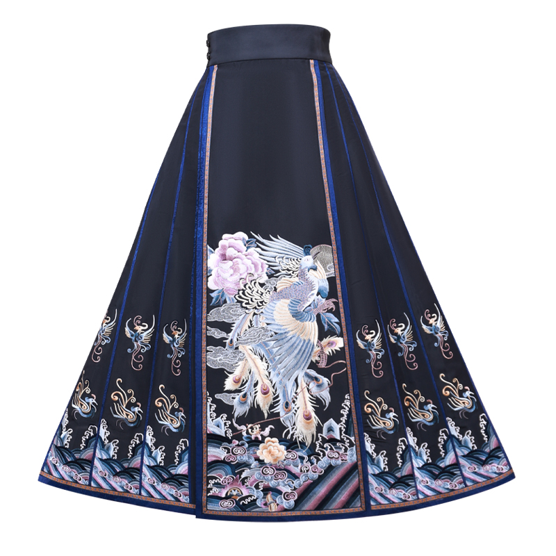 「凤湾财」乐锦坊复古中国风手工原创设计感刺绣汉服18片日常马面裙