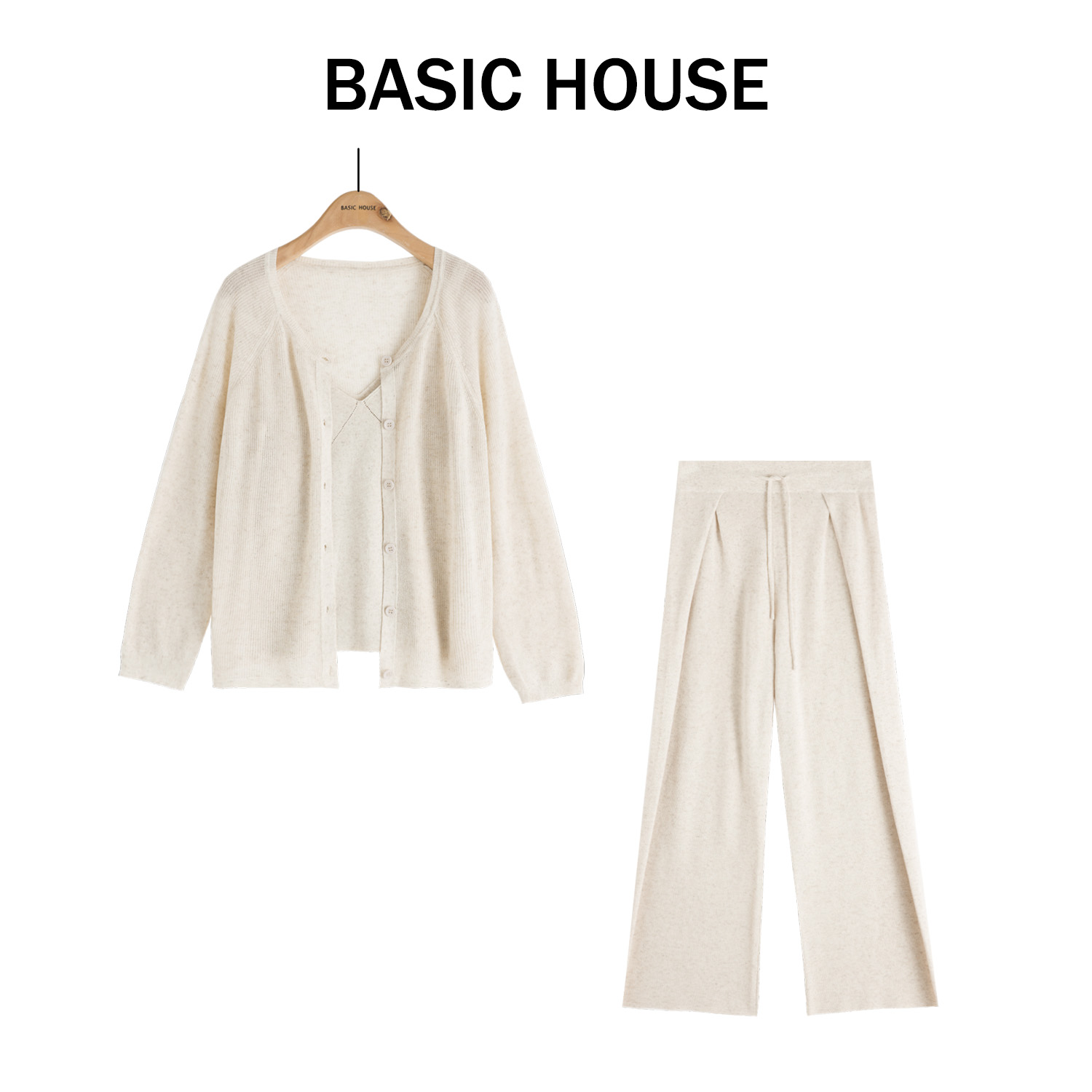 Basic House百家好秋季阔腿裤显瘦秋冬宽松慵懒套装B1385B5BU32