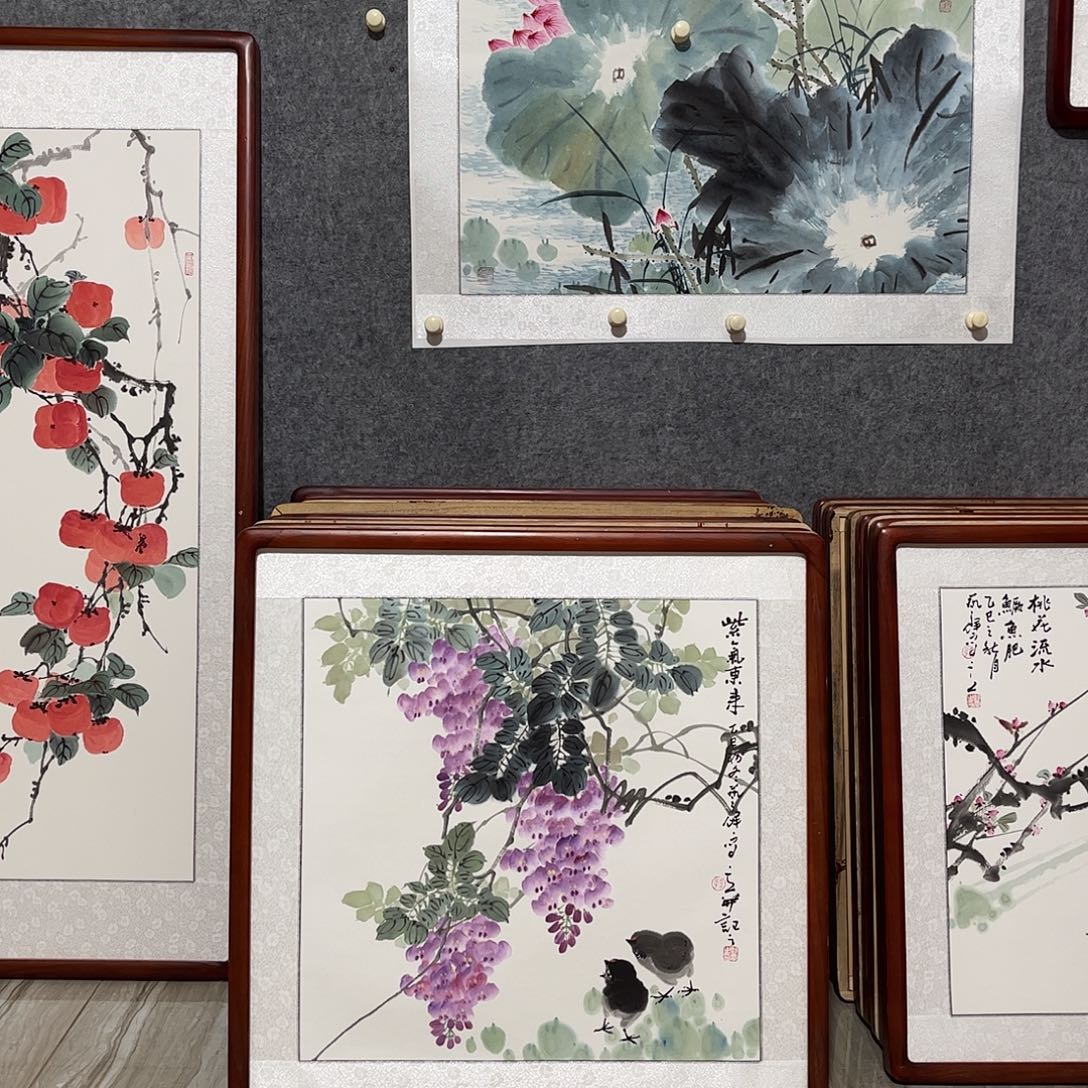 国画书画作品带框63×63