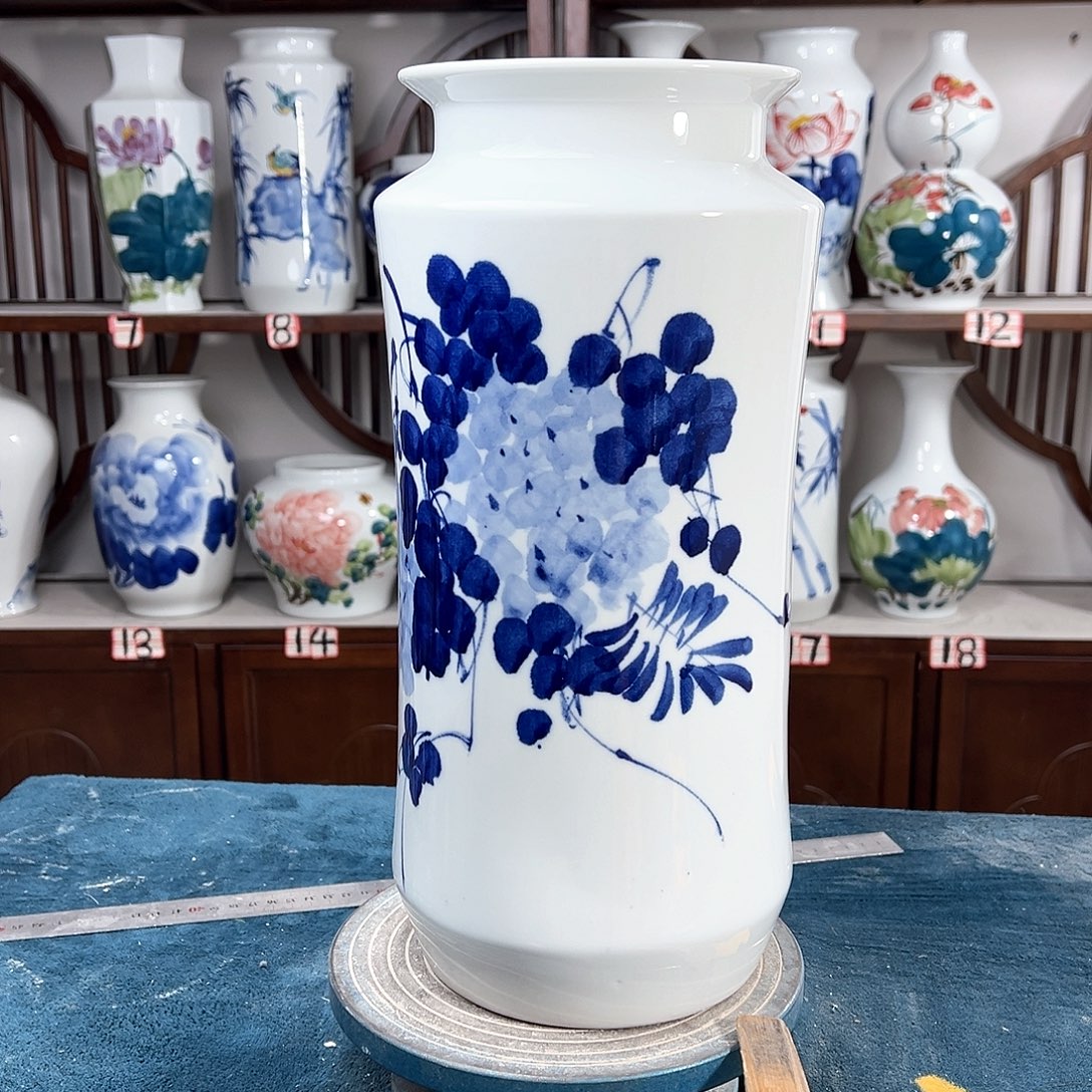 摆件景德镇陶瓷书青紫