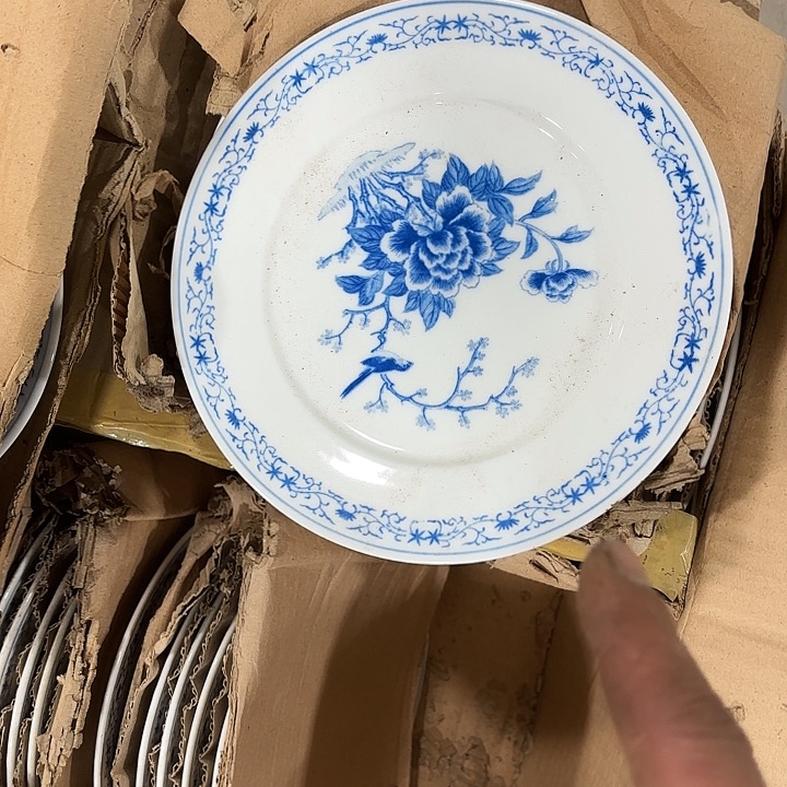 陶18公分盘子，盘子子，兰花小鸟