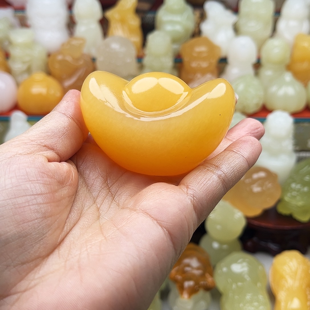 肆***夏石材元宝手把摆件