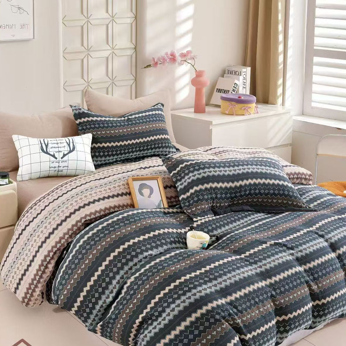 家纺定制-纯棉双层纱提花40支-柔软亲肤细纱-床上用品简约