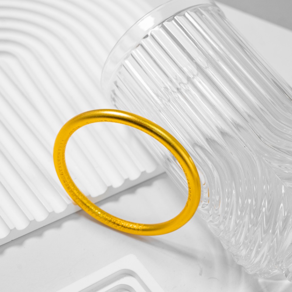 足银手镯 素圈心经手镯