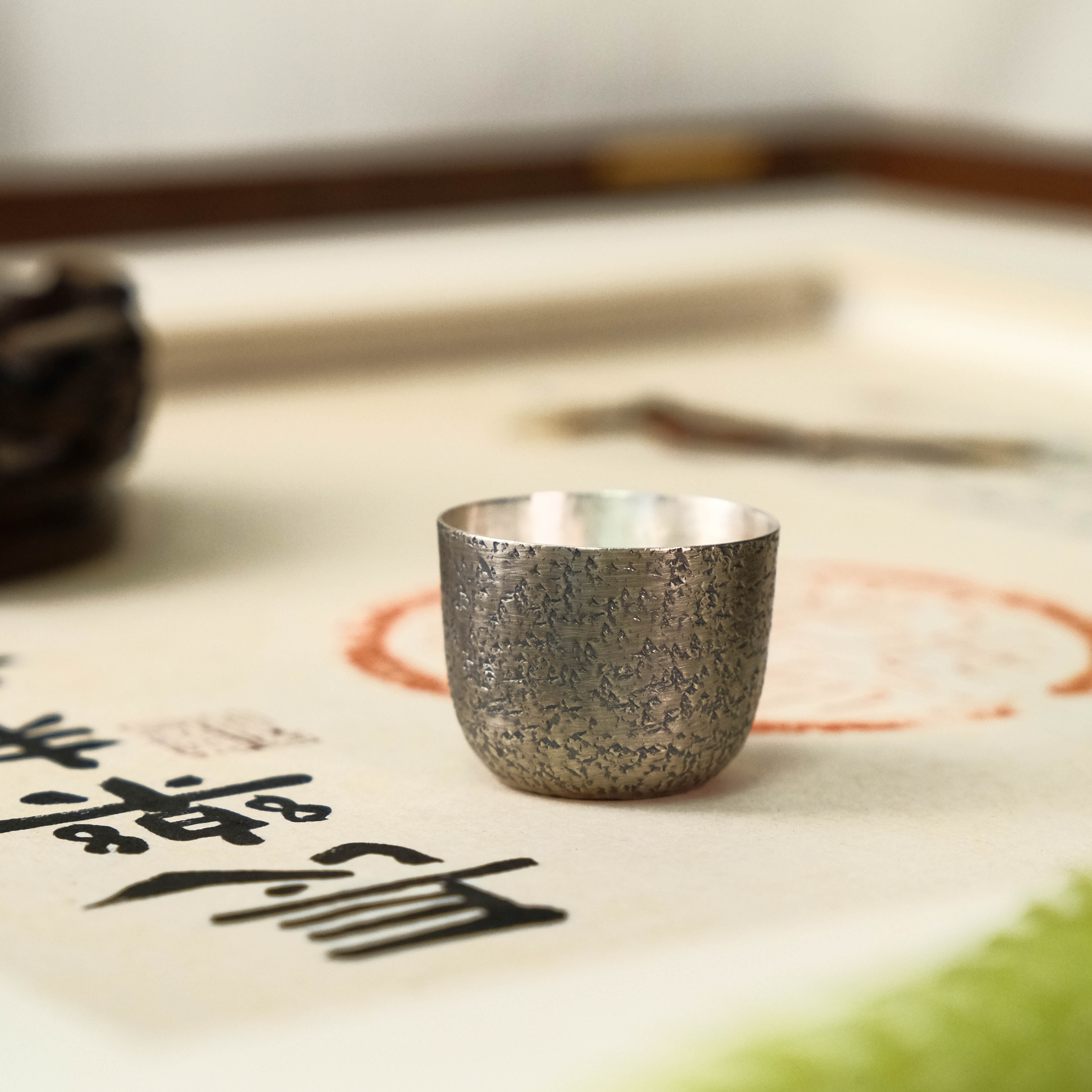 壶尔摩斯《面团》黑色款小杯 足银999纯手工银杯约25-30g50-60cc