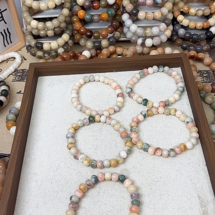 手串菩提根/象牙果卡10花皮扁苹果珠