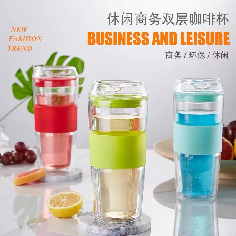 家用双层便携玻璃杯