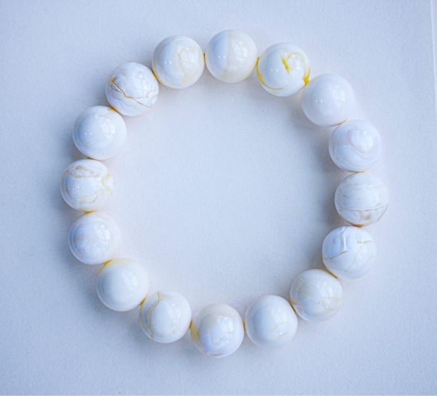 12.8mm俄料极致漆瓷白圆珠蜜蜡手串18.37克 臻选 收藏级