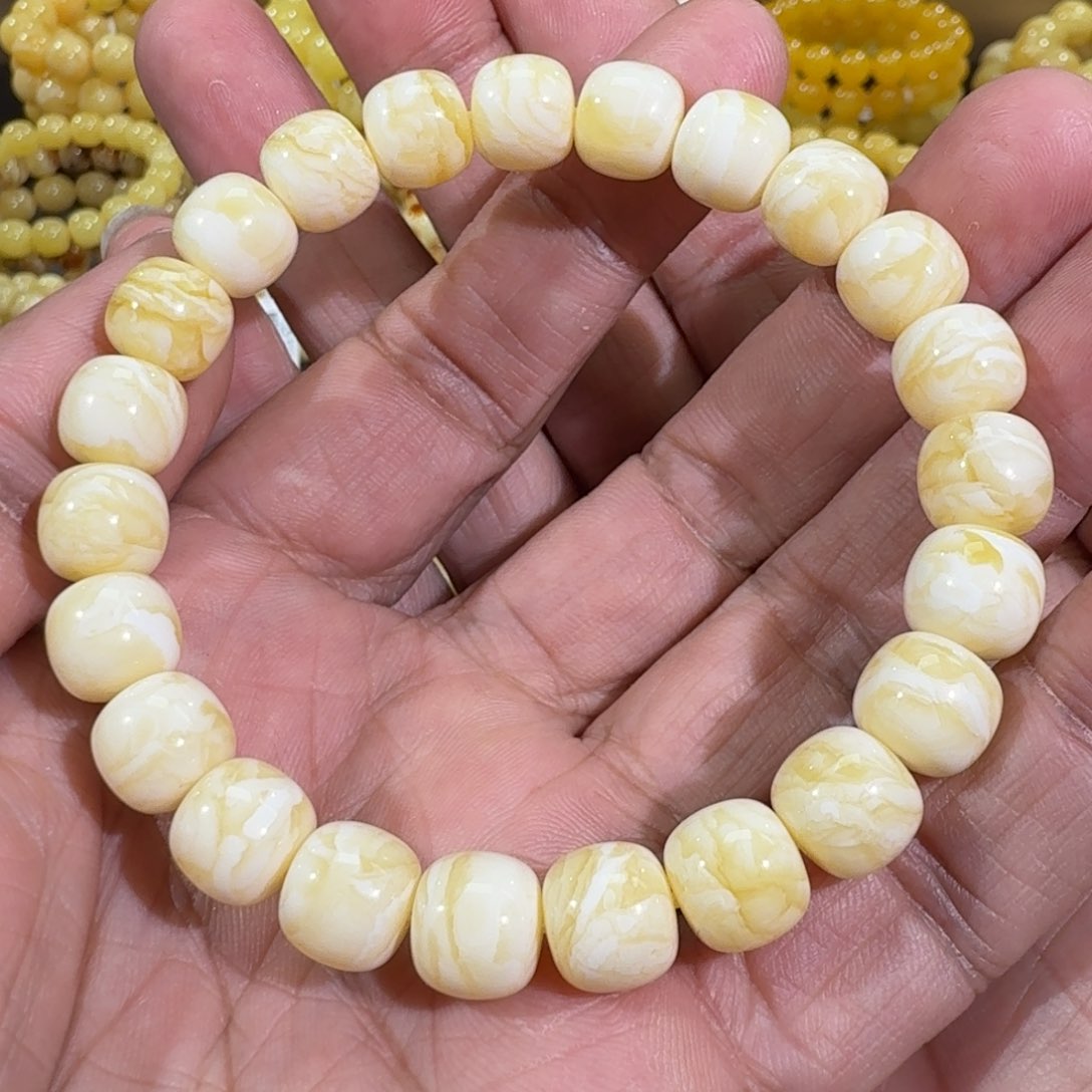琥珀手链未镶嵌10m同料精工老型虎皮白花串13.82