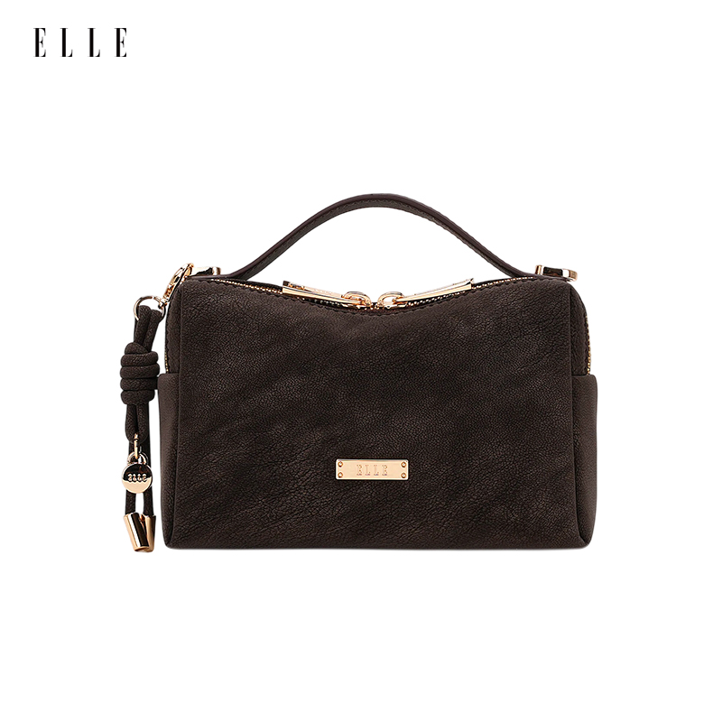ELLE25新款【琥珀流光】柔雾波士顿手提枕头包女士轻奢饭盒斜挎包包