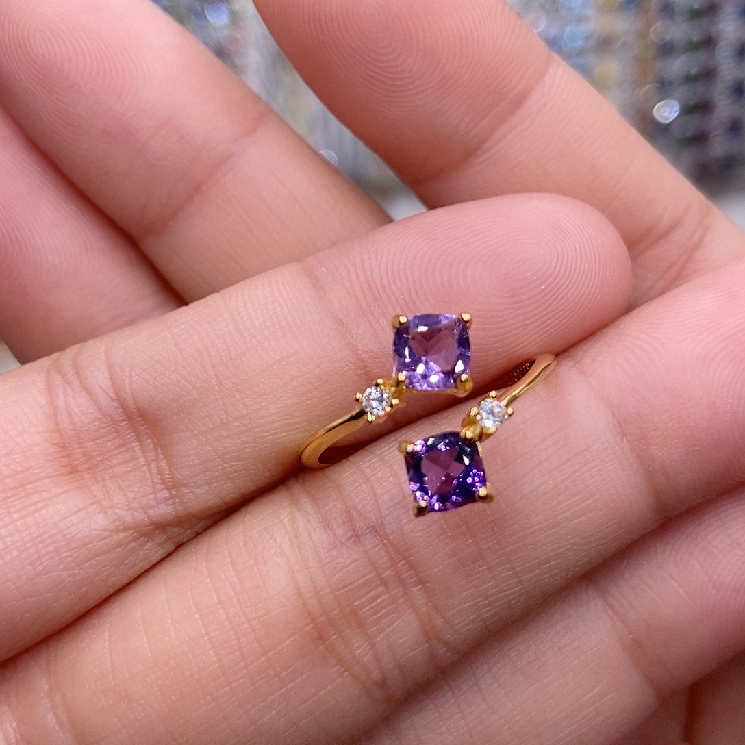 紫晶戒指银S925镶嵌