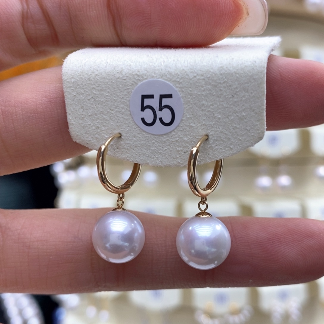 淡水珍珠耳饰18K金镶嵌