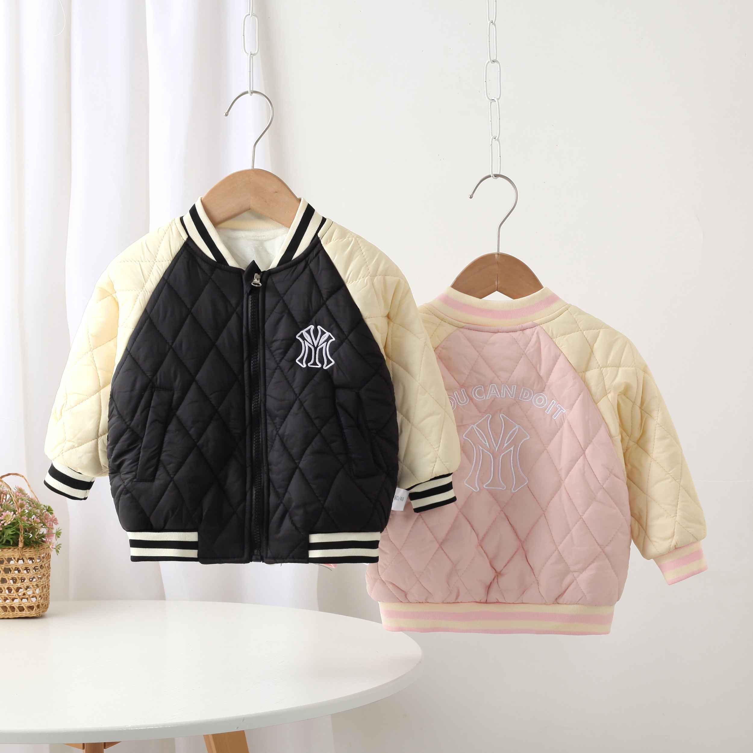 直播间专用插肩休闲加绒加棉棒球服童装儿童加厚