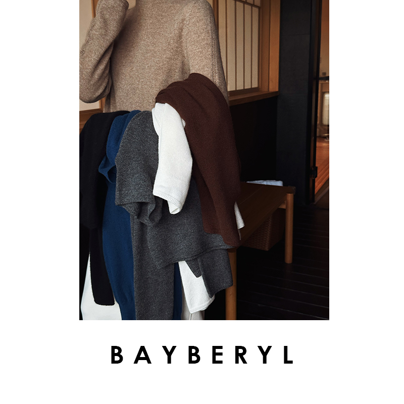 BAYBERYL老贝卷王*圆领/高领打底羊绒柔冬针织衫9ZZS5K0642-11/9