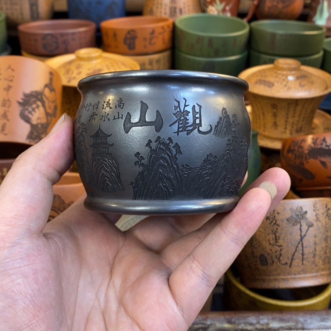 紫砂杯子宜兴全手工紫砂杯