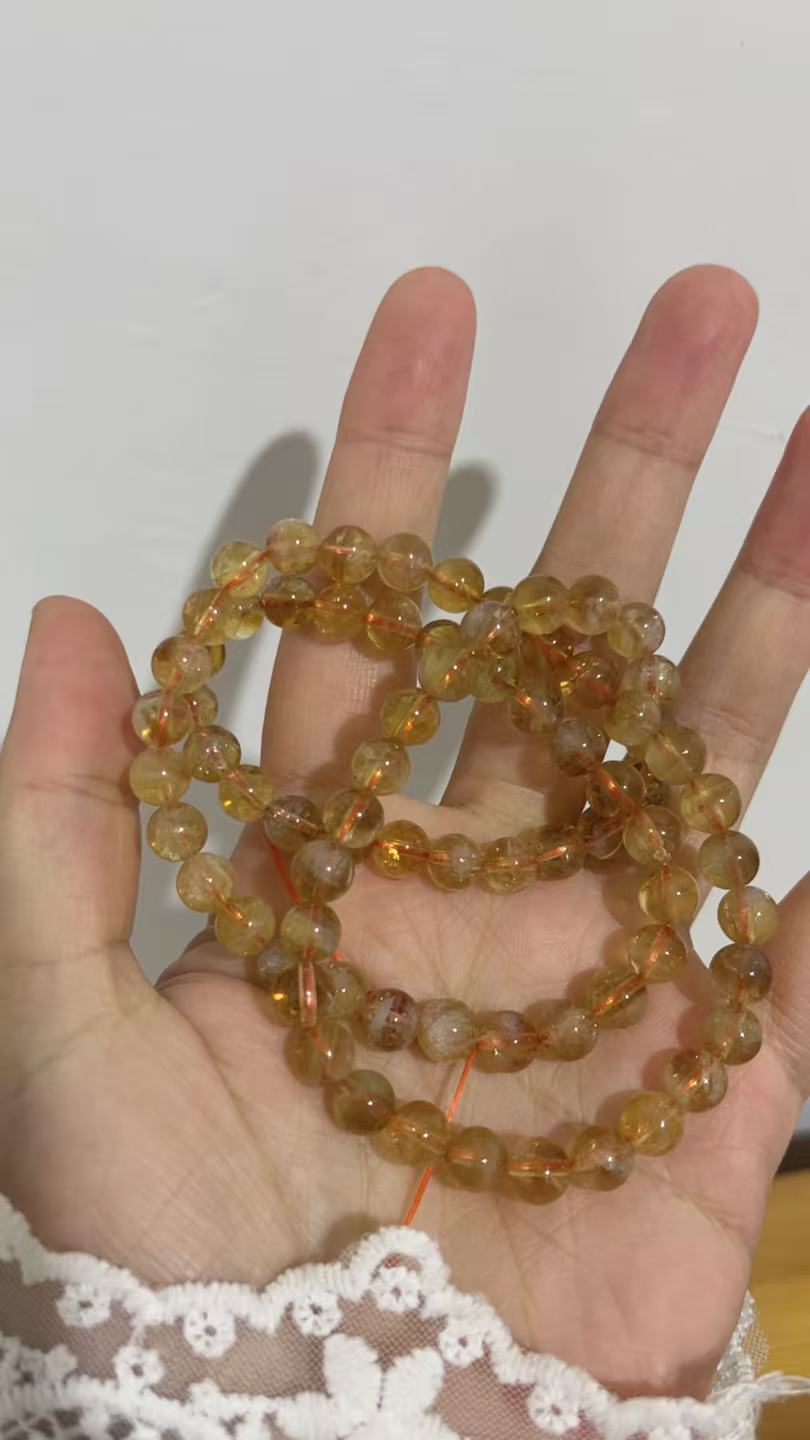 多金水晶手链/多圈黄塔晶/015