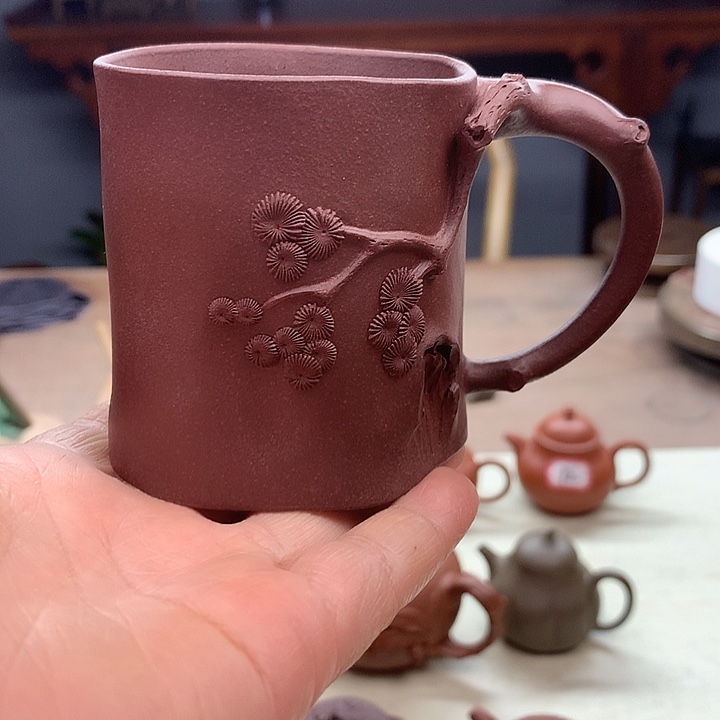 茶壶紫砂全手工，紫泥，160容量，杯子