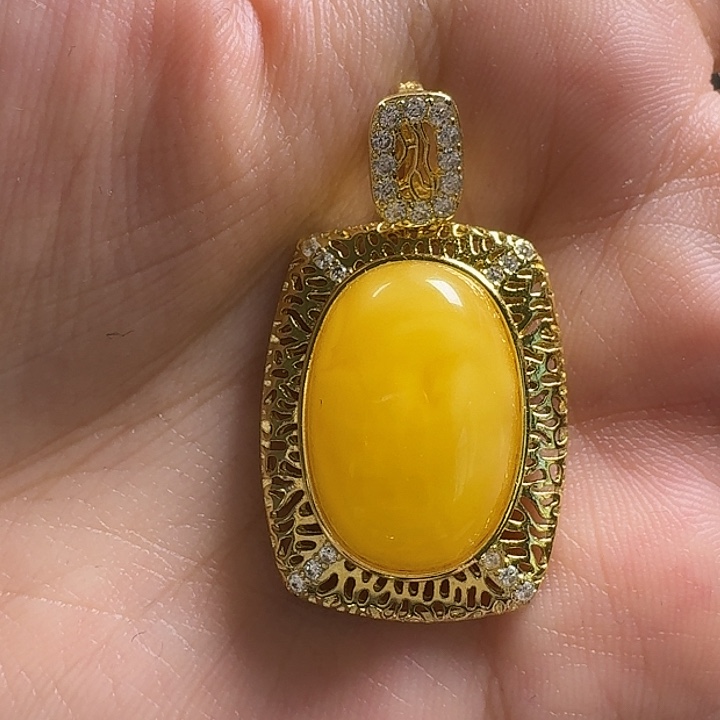 蜜蜡银S925镶嵌吊坠(不含链)吊坠