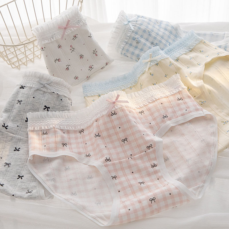 纯棉女童内裤中小学生三角裤中大童100%全棉抑菌内裆中腰底裤少女