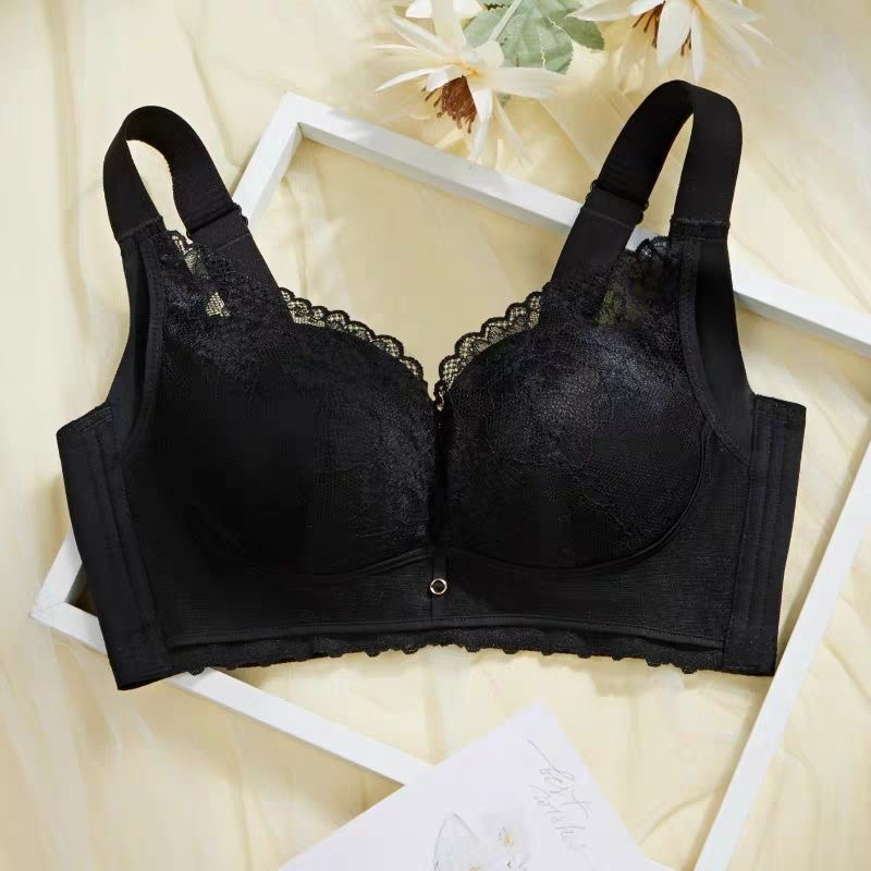 2025莫代尔无钢圈蕾丝聚拢透气宽肩带调整型收副乳防下垂文胸内衣
