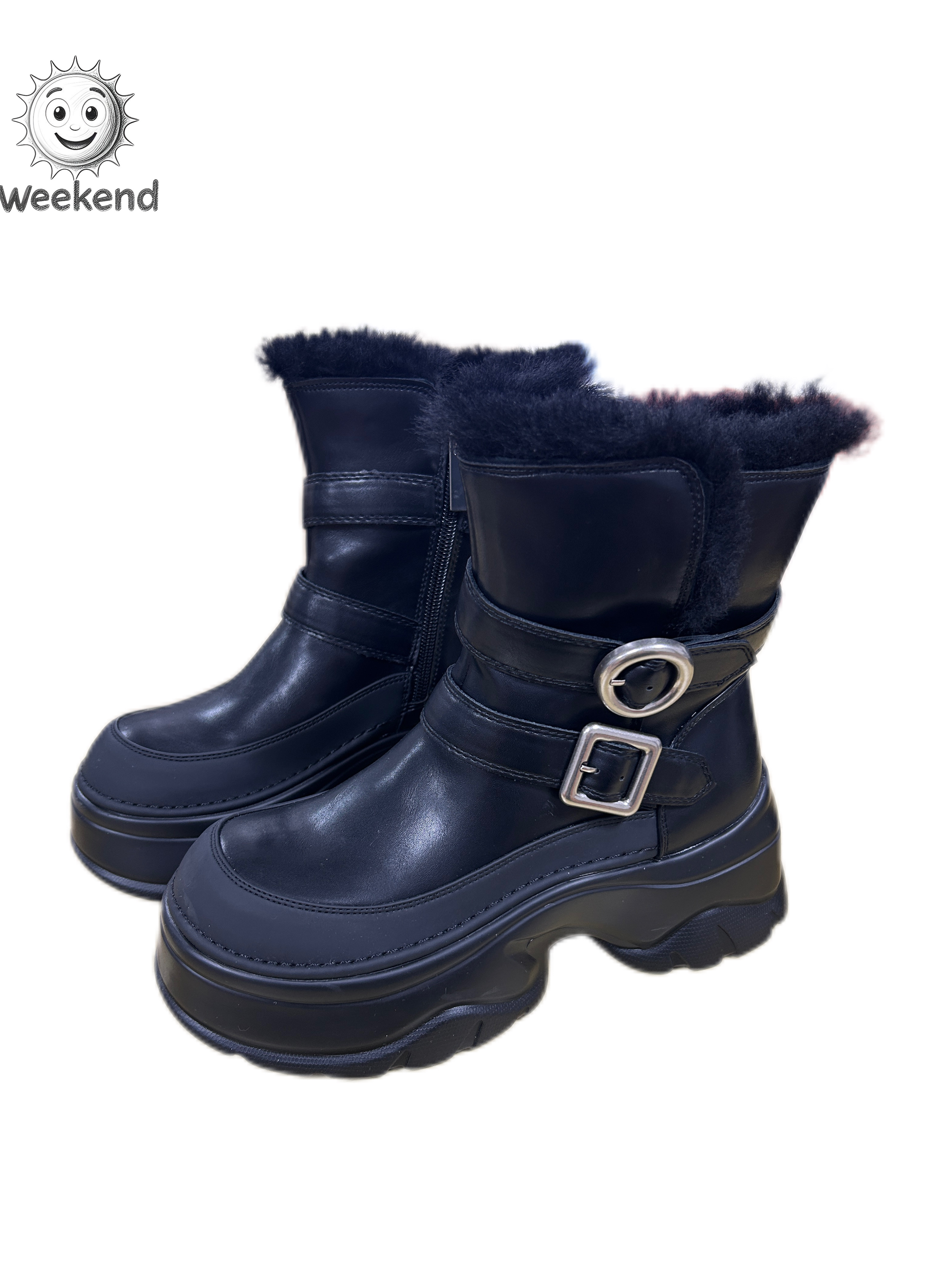 【周末】冬季增高厚底时尚女马丁靴防滑防水筒靴百搭