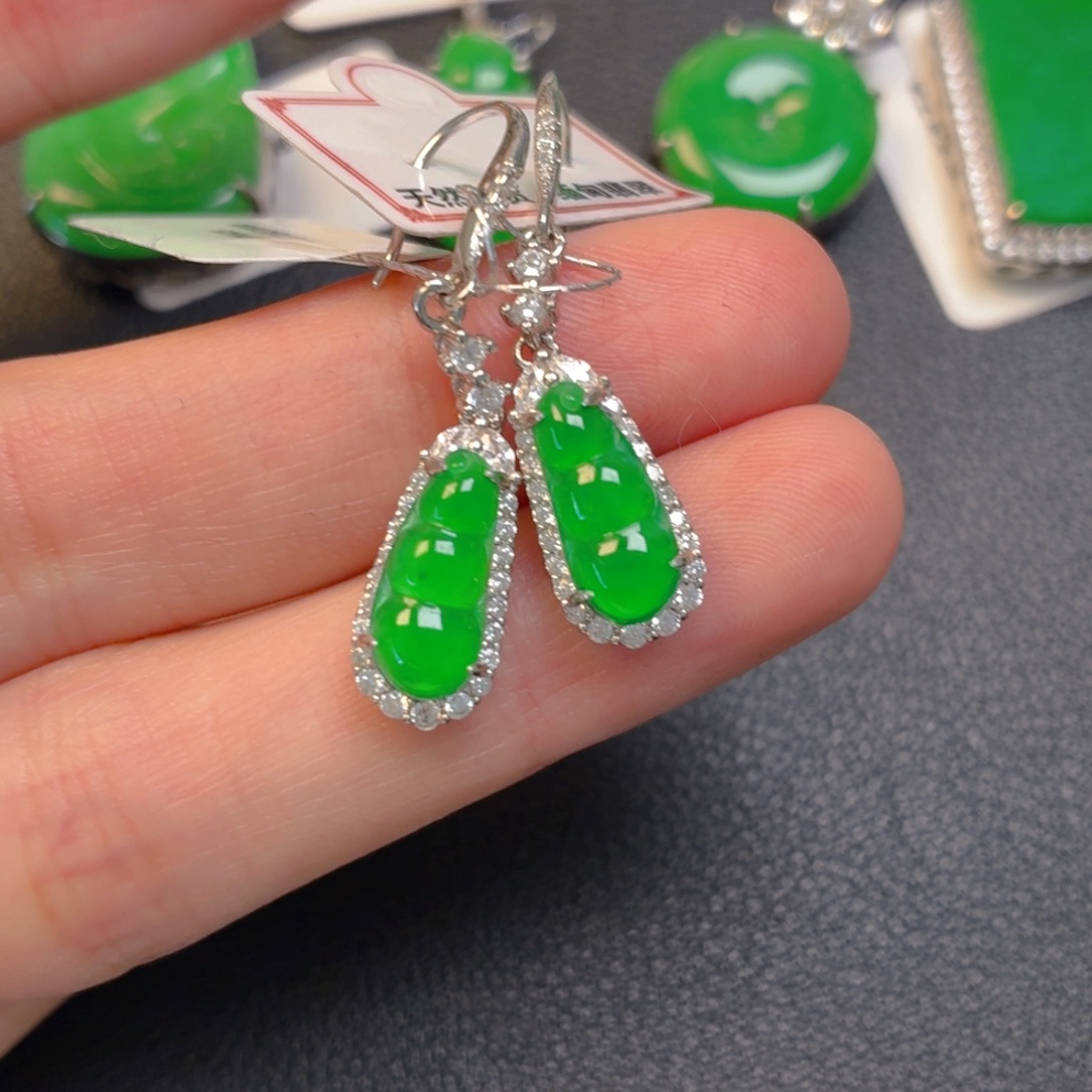 翡翠银S925镶嵌吊坠(不含链)耳坠